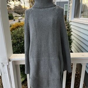 UGG Raelynn Cable Knit Turtleneck Poncho Oversized Sweater Gray Size Small